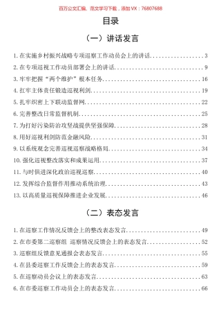 在巡视巡查工作会议上的讲话、表态发言和汇报汇编（29篇）.docx