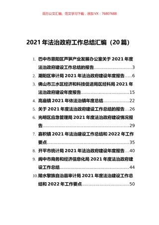 2021年法治政府工作总结汇编（20篇） (2).docx