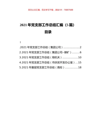 2021年党支部工作总结汇编（5篇）（202111）.docx