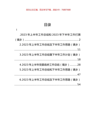 乡镇2023年上半年工作总结和2023年下半年工作打算汇编.docx