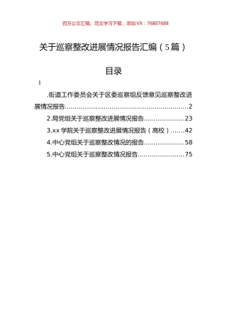 关于巡察整改进展情况报告汇编（5篇）.docx