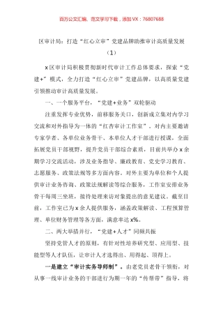 审计局党建品牌创建工作材料汇编.docx