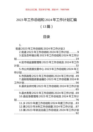 2023年工作总结和2024年工作计划汇编（13篇）.docx