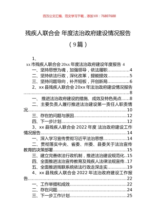 残疾人联合会+年度法治政府建设情况报告汇编（9篇）.docx