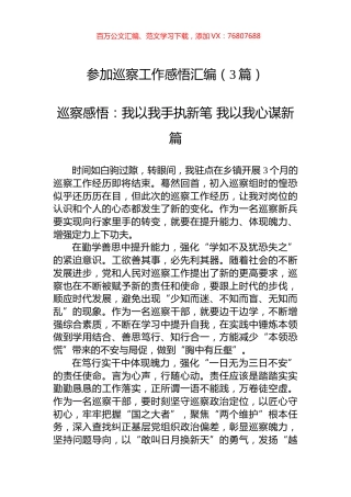参加巡察工作感悟汇编（3篇）.docx