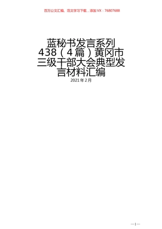（4篇）黄冈市三级干部大会典型发言材料汇编.docx