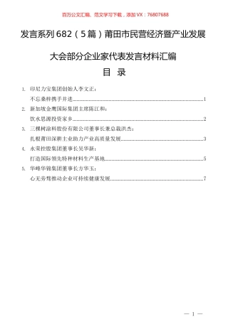 （5篇）莆田市民营经济暨产业发展大会部分企业家代表发言材料汇编.docx