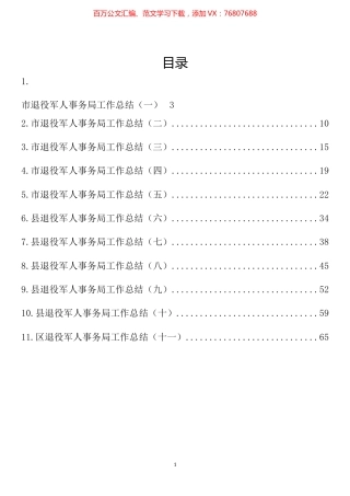 退役军人事务局工作总结汇编（11篇）.docx