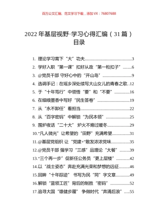 2022年基层视野·学习心得汇编（31篇）.docx