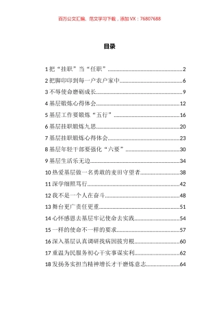 基层挂职年轻干部在基层锻炼座谈会上发言汇编（18篇） (2).docx
