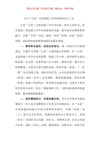 市五星党支部创建工作经验材料汇编.docx