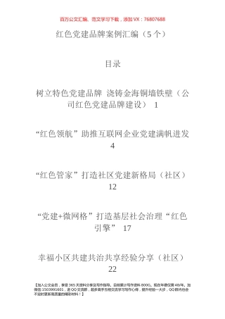 红色党建品牌案例汇编（5个）.docx