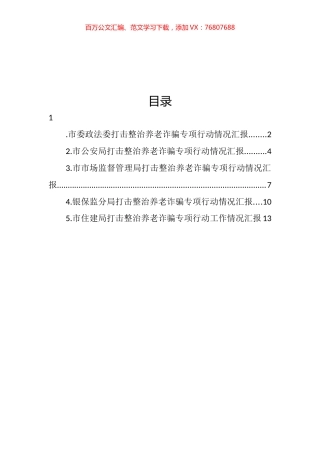 打击整治养老诈骗专项行动工作阶段性工作总结汇编.docx