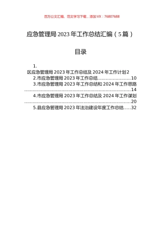 应急管理局2023年工作总结汇编（5篇）.docx