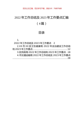 2022年工作总结及2023年工作要点汇编（4篇）.docx