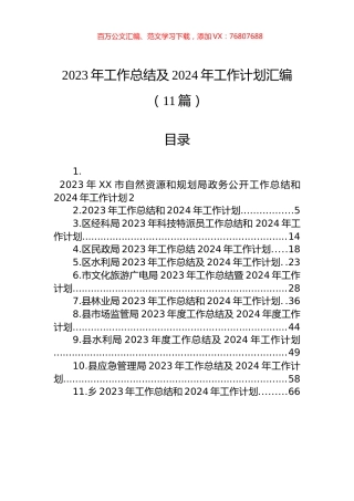 2023年工作总结及2024年工作计划汇编（11篇）.docx