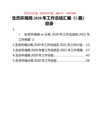 生态环境局2020年工作总结汇编（5篇）.docx