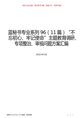 （11篇）主题教育调研、专项整治、审视问题方案汇编.docx