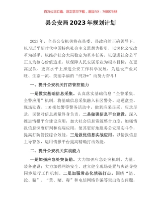 县公安局2023年规划计划.docx
