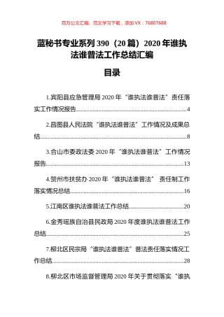 （20篇）2020年谁执法谁普法工作总结汇编.docx