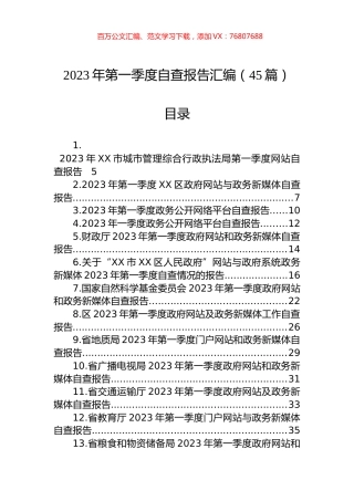 2023年第一季度自查报告汇编（45篇）.docx