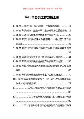2021年各类工作方案汇编（53篇）.docx