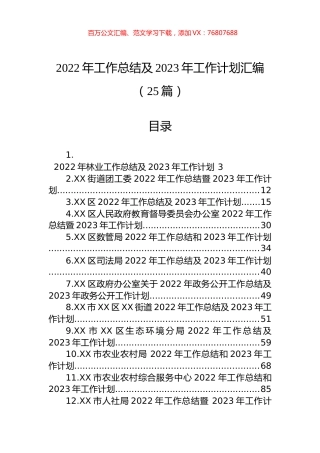 2022年工作总结及2023年工作计划汇编（25篇）.docx