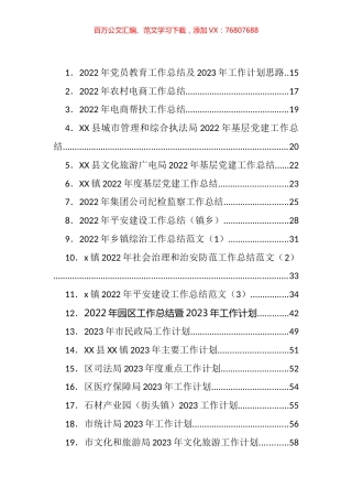 各类22年工作总结及23年计划等汇编（240篇）.docx