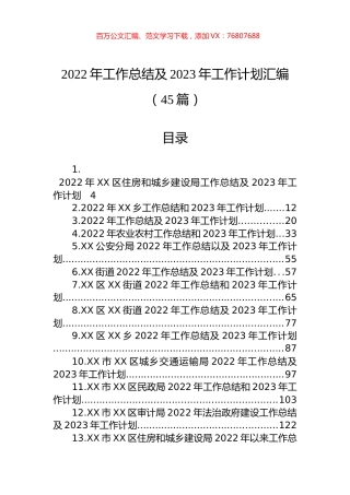 2022年工作总结及2023年工作计划汇编（45篇）.docx