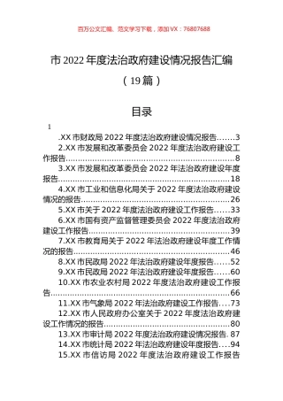 市2022年度法治政府建设情况报告汇编（19篇）.docx