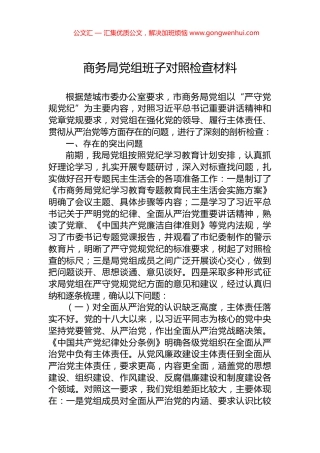 商务局党组班子对照检查材料.docx
