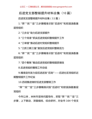 后进党支部整顿提升材料合集（10篇）.docx