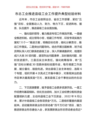 市总工会推进县级工会工作提升典型经验材料.docx