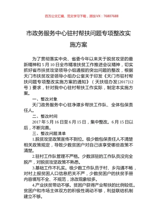 市政务服务中心驻村帮扶问题专项整改实施方案.docx