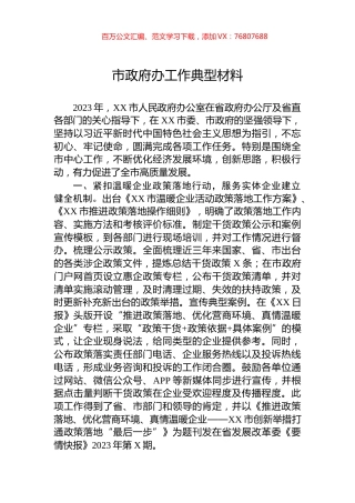 市政府办工作典型材料.docx