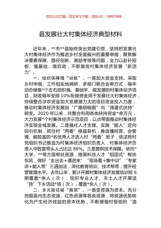 县发展壮大村集体经济典型材料.docx