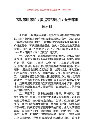 区政务服务和大数据管理局机关党支部事迹材料.docx
