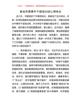 参加市委青年干部培训班心得体会.docx