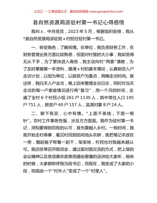 县自然资源局派驻村第一书记心得感悟 (2).docx