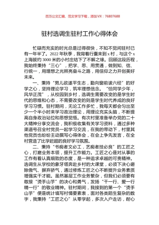 驻村选调生驻村工作心得体会.docx