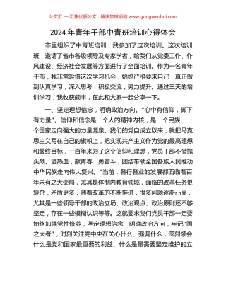 2024年青年干部中青班培训心得体会.docx