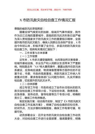 X市防汛救灾自检自查工作情况汇报.docx