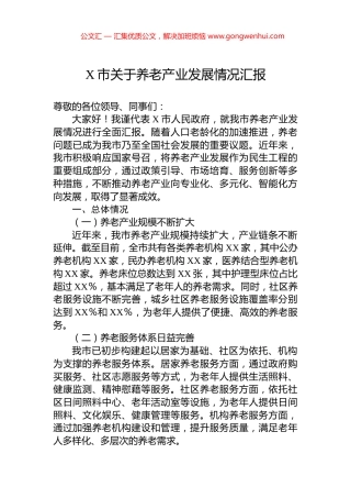 X市关于养老产业发展情况汇报.docx
