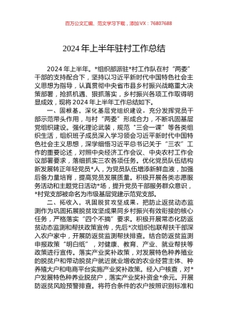 2024年上半年驻村工作总结.docx