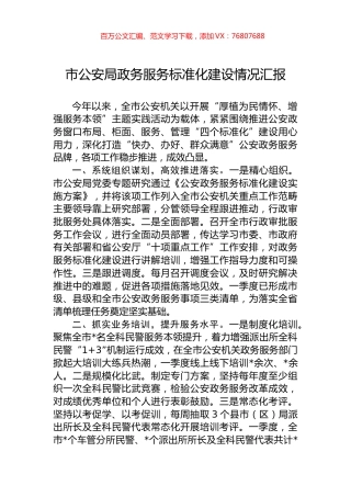 市公安局政务服务标准化建设情况汇报.docx