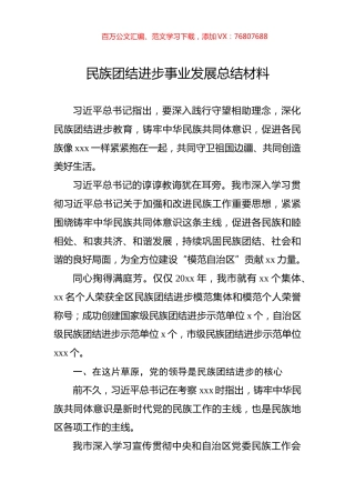 民族团结进步事业发展总结材料.docx