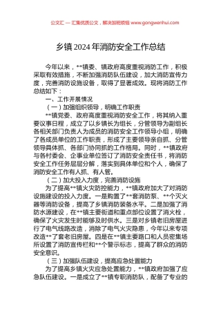 乡镇2024年消防安全工作总结.docx