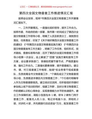 第四次全国文物普查工作推进情况汇报 (2).docx