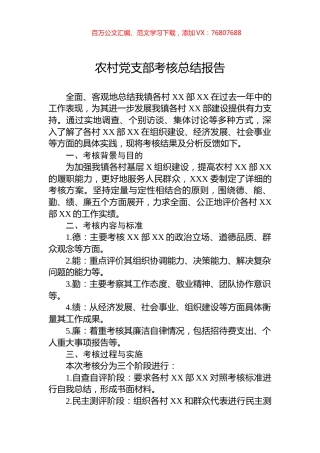 农村党支部考核总结报告.docx