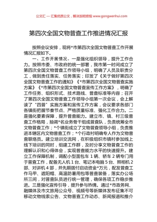 第四次全国文物普查工作推进情况汇报.docx